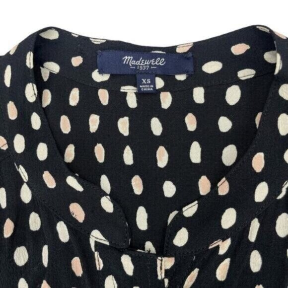 Madewell Paint Dot Shirt Dress Womens Size XS Black/Cream/Peach - Picture 5 of 7